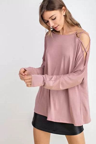 Twisted Mauve Cut-Out Top