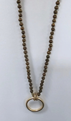 Brown Wood Beaded Necklace