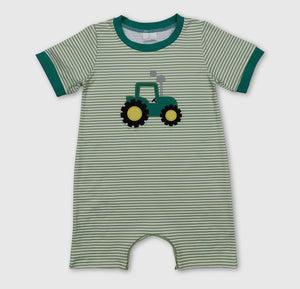 Boy's Green Tractor Romper