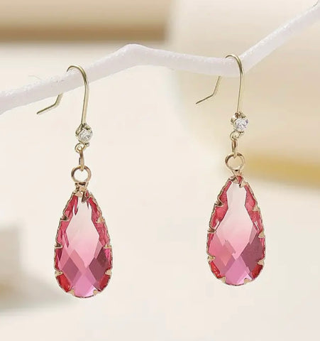 Crystal Waterdrop Dangle Earrings (2 Colors)