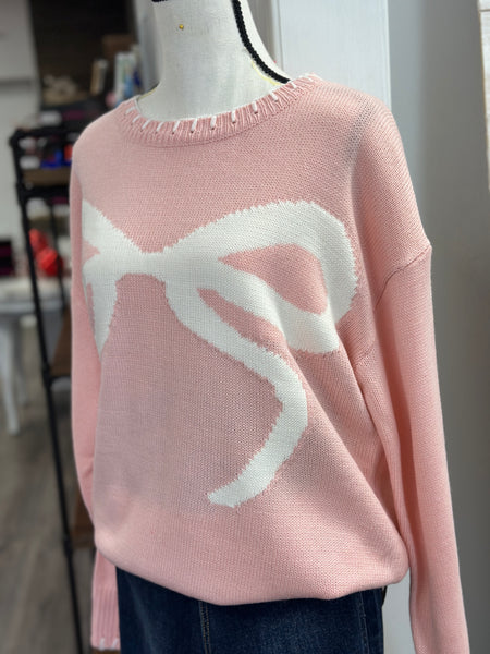 Pink and white coquette sweater