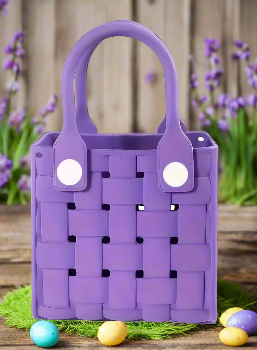 Girls Purple Woven Tote or Easter Basket