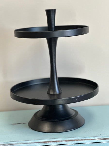 Two Tier Farmhouse Black Aluminum Tray