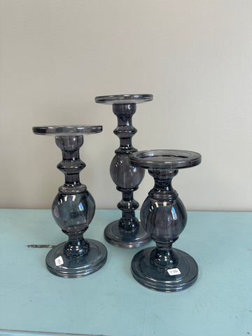 Smoked Glass Candle Holders (3 sizes)