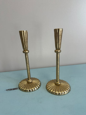 Skinny Gold Textured Candle Holders