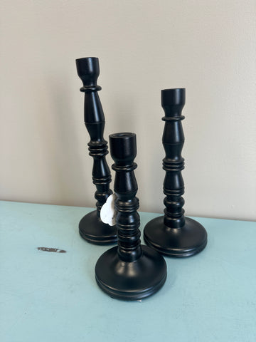 Black Wood Candle Holders