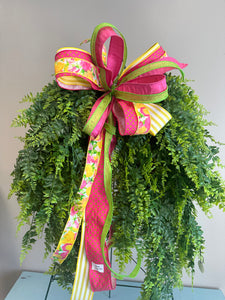 Large Spring Floral and Stripe Door Wreath Bow