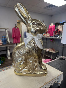 Large 18" Gold Rabbit Bunny with White Bow