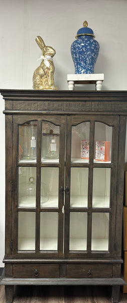 Double Door Glass Pain Farmhouse Audrey Display Cabinet