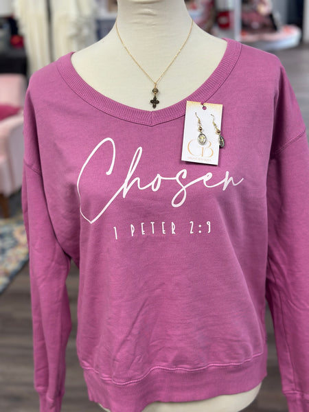 Blush Chosen V Neck Sweatshirt