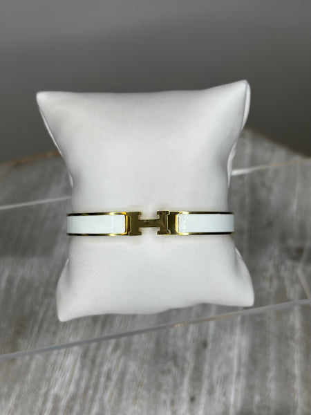 Gold Stainless Steel Hinged Bangle