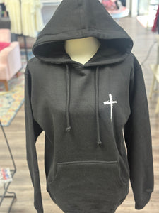 Black Hoodie with White Cross (Small-3x)