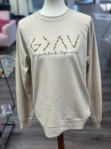 Tan "God is Greater than My Highs and Lows" Crewneck Sweatshirt (Small-2X)