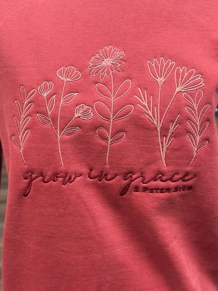 Grow In Grace Crewneck Sweatshirts (Red, Grey or Purple S-2X)