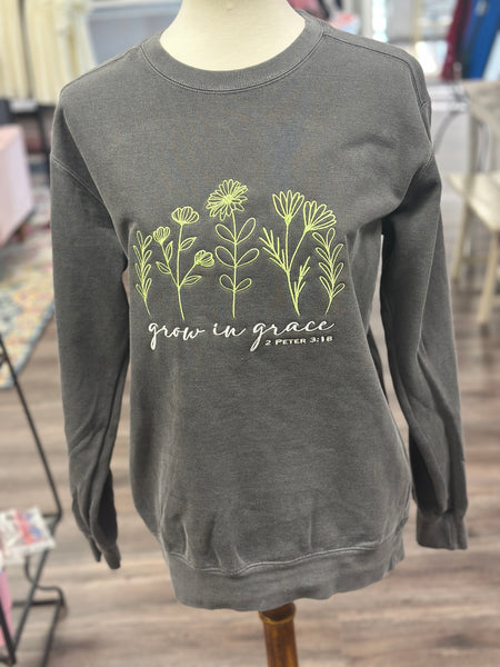 Grow In Grace Crewneck Sweatshirts (Red, Grey or Purple S-2X)