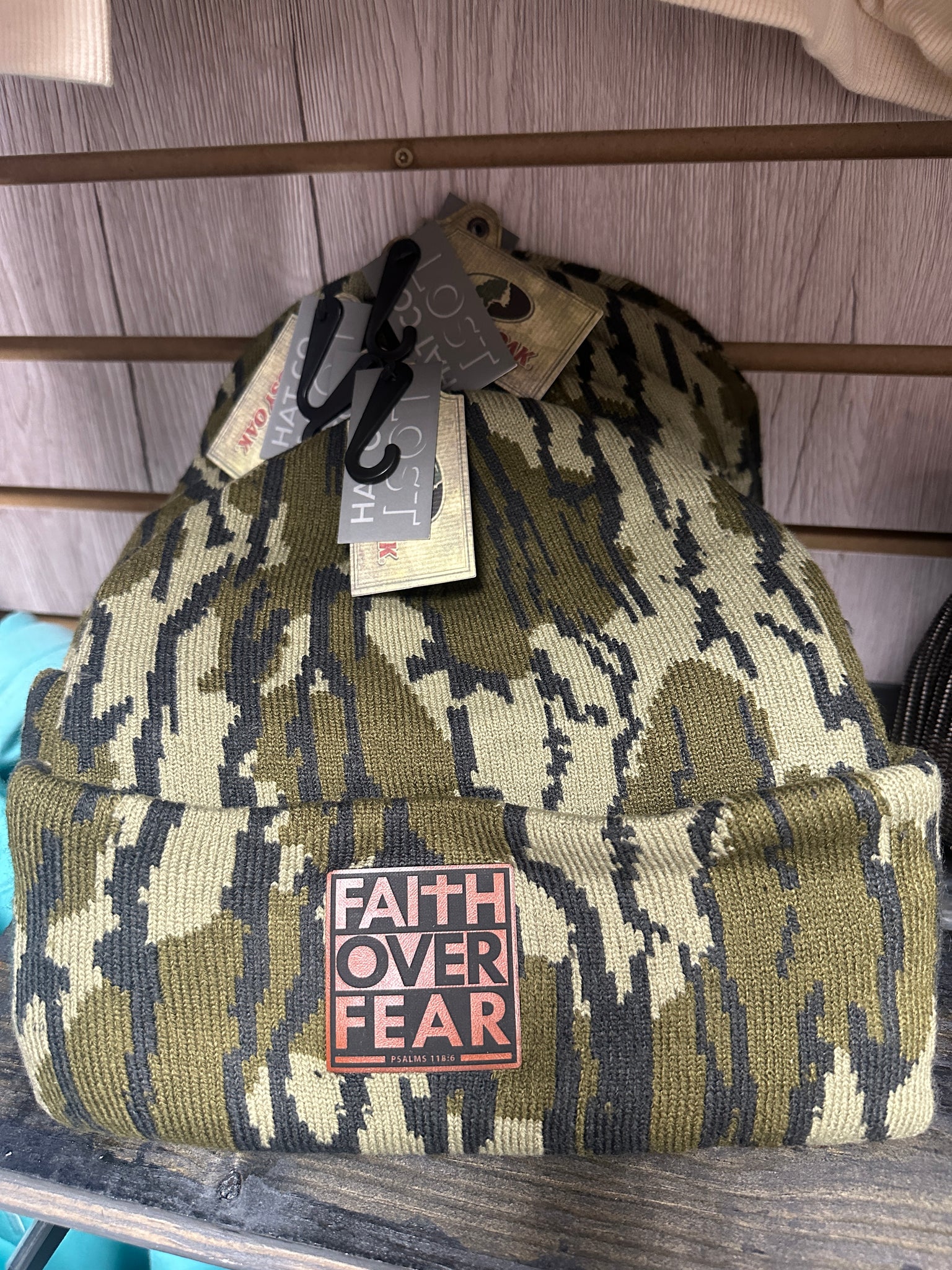 Faith Over Fear Camo Beanie