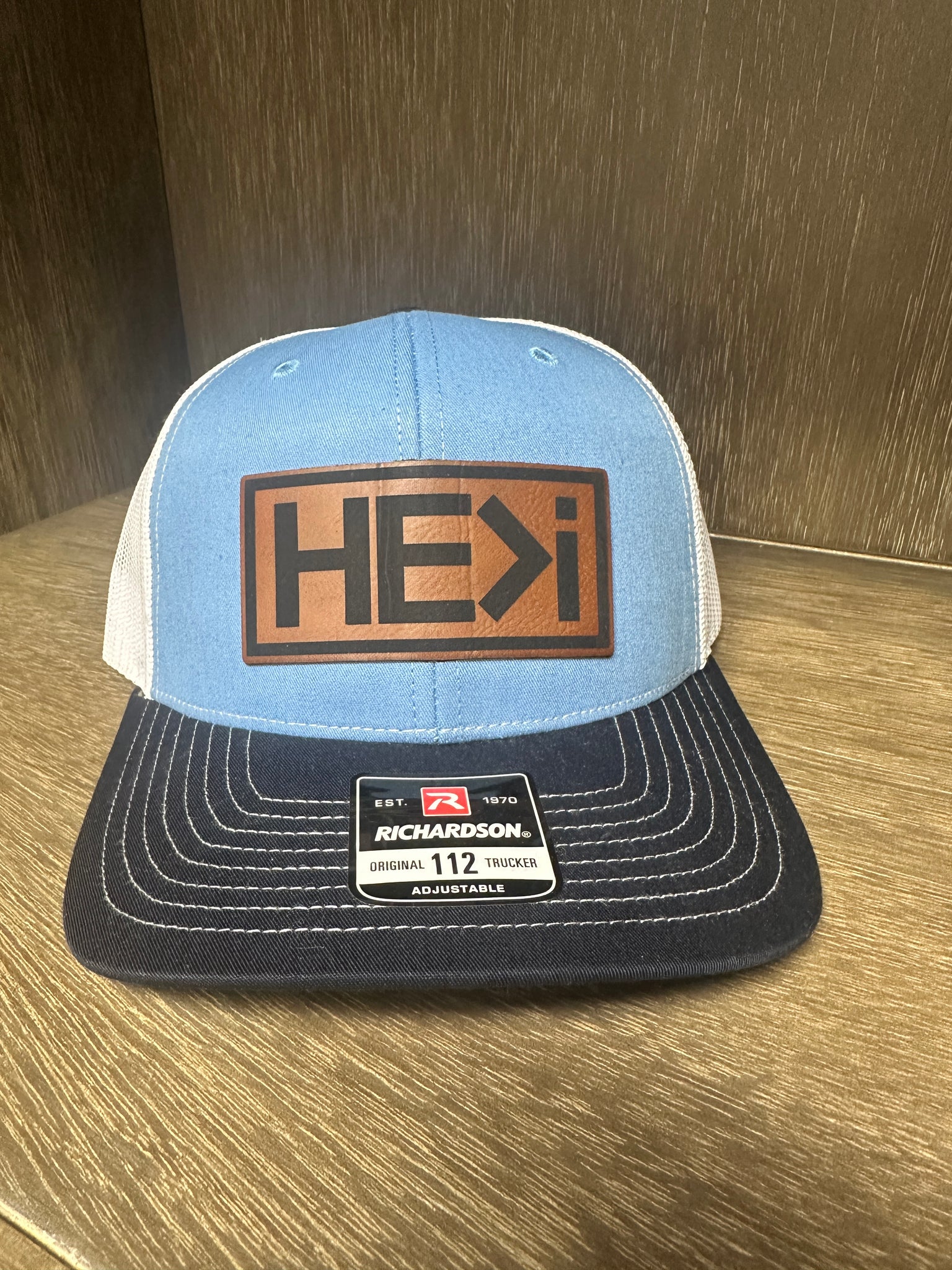 He is Greater Than I Light Blue and Navy Flat Bill Hat