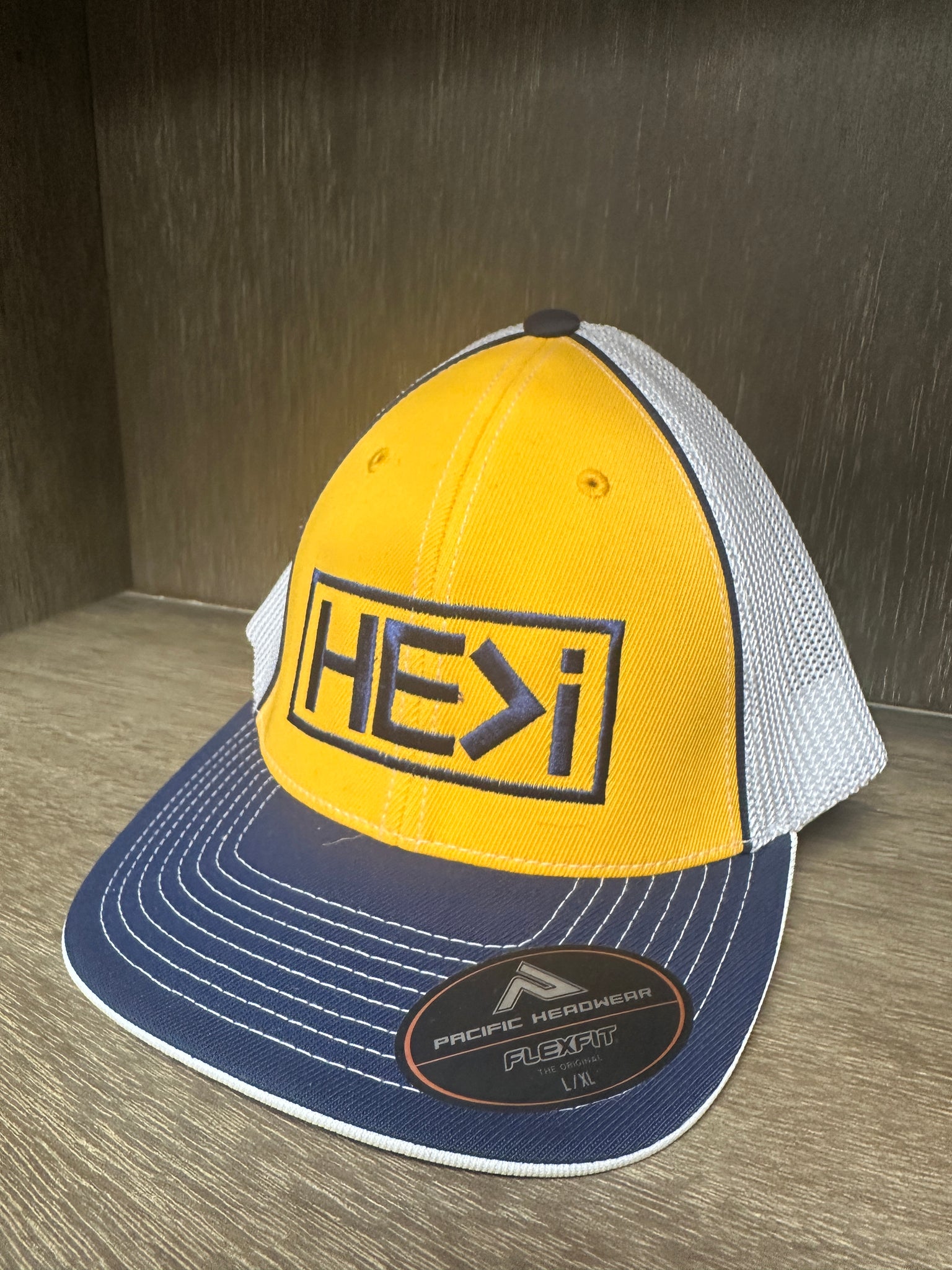 He is Greater Than I Yellow Blue and White Embroidered Flat Bill Hat