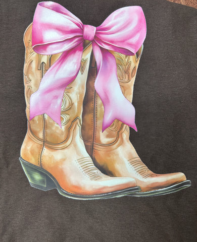 Western Cowgirl Boots and Bow T-Shirt