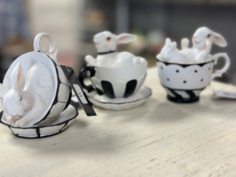 3" Black and White Teacup Bunny Rabbits (4 styles)