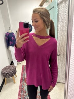 Jodifl REG Magenta Long Sleeve Sweater with Key Whole Opening