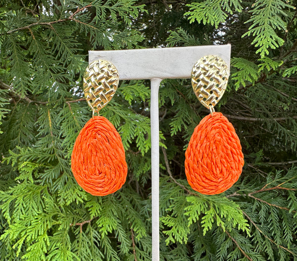 Braided Raffia Droplet Earrings