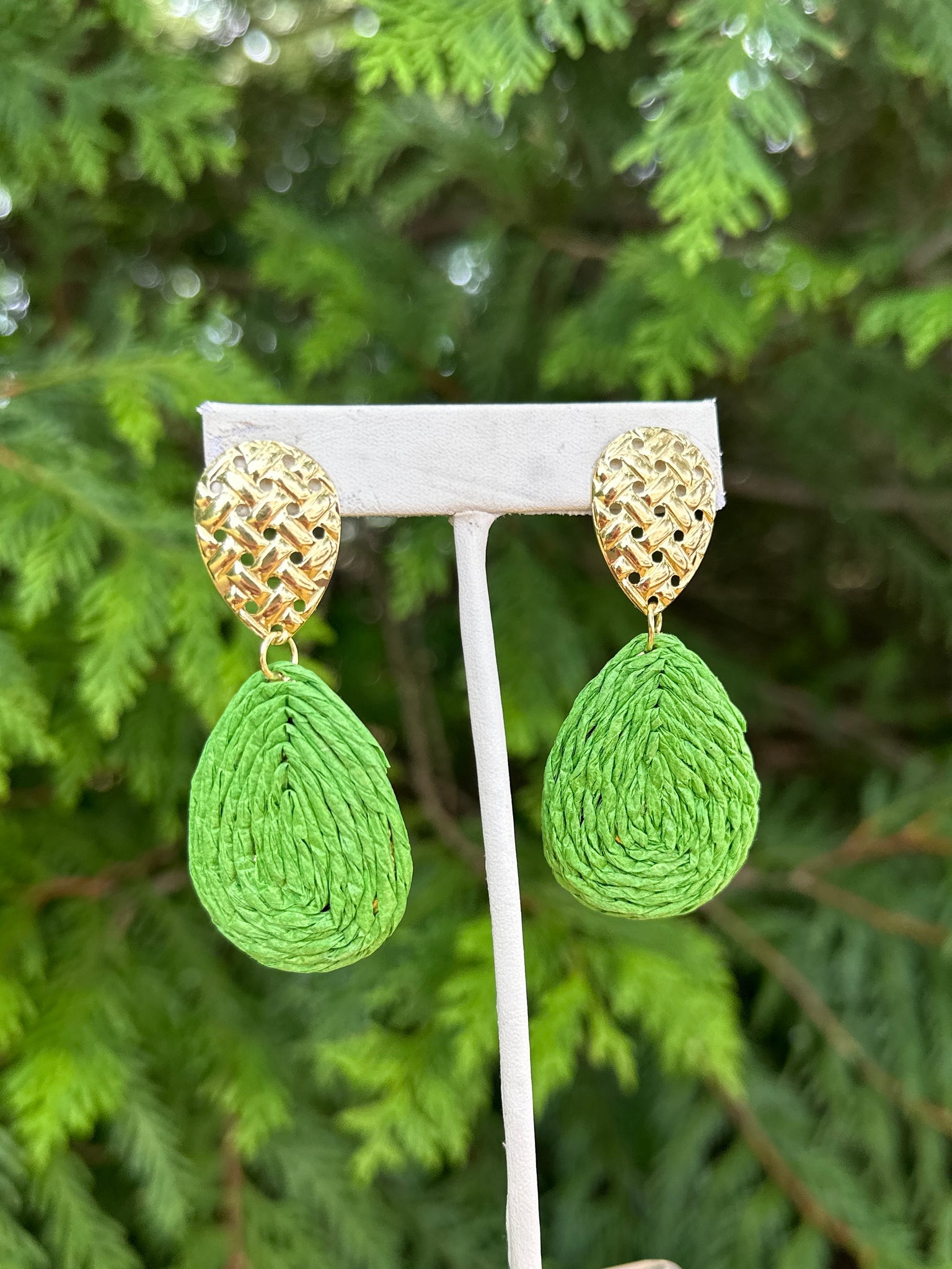 Braided Raffia Droplet Earrings