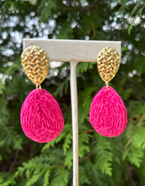 Braided Raffia Droplet Earrings