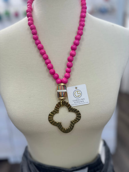 The Quinn Southern Strung Beaded Quatrefoil Neckace