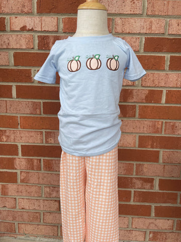 Orange Gingham Pumpkin Boys Pants Set