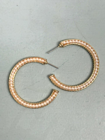 Gold and Pearl Hoop Earrings