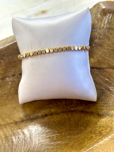 Flat Gold Nugget Beaded Stackable Stretch Bracelets