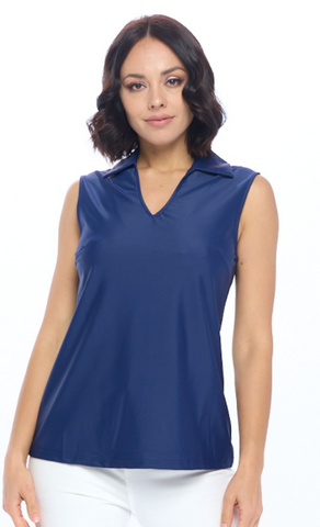 Aryeh Navy Sleeveless Polo (S-L)