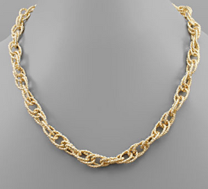 Textured Double Link Gold Bling Chain