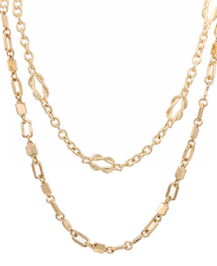 Square Clip Chain Necklace (Matching Necklace for Layered Look Gold Knot)