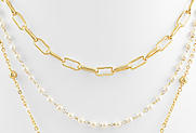 Pearl and Gold Link Layered Necklace