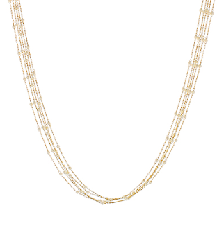 Multi Layered Gold and Pearl Strand Necklace