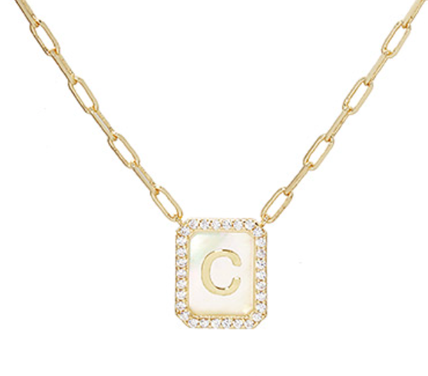 Rectangle Initial Pendent Necklace