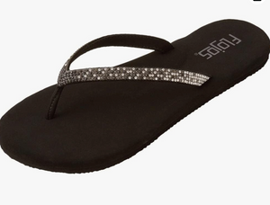 Flojos Black Sparkle Flip Flops