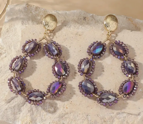 Purple Crystal Drop & Dangle Earrings