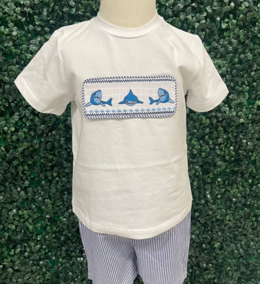 Smocked Shark Short Set