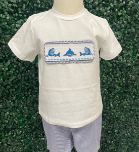 Smocked Shark Short Set