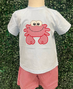 Embroidered Crab Short Set