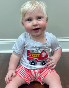 Embroidered Firetruck Short Set