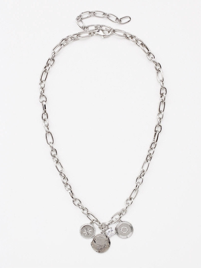 Gold or Silver Link Chain Charm Necklace