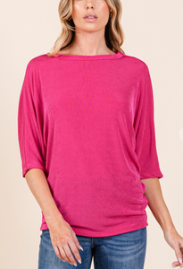 Boat Neck Dolman Sleeve Blouse (S-XL) 3 Colors