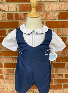 Navy Shortall with Pintucks