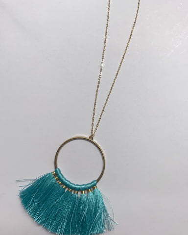 Teal Tassel Necklace