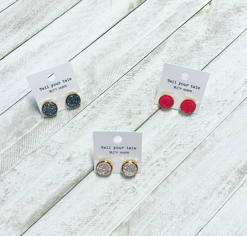 Round Druzy Studs