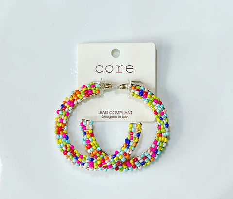 Multi Color Seed Bead Hoops